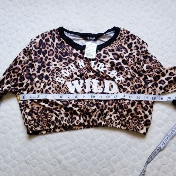 NEW cropped long sleeve shirt Leopard print large - Picture 3 of 7
